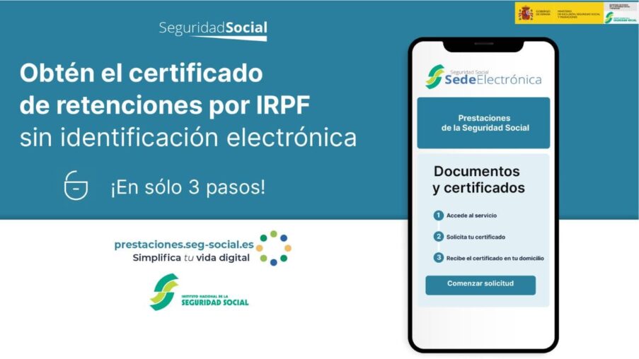 La Seguridad Social anuncia un nuevo servicio para obtener el certificado de IRPF en sólo tres pasos​